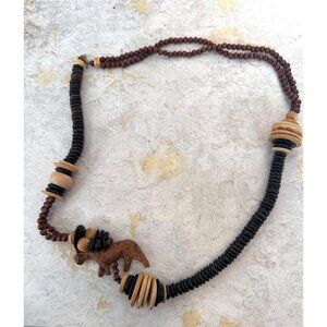 Vintage Wooden Tribal African Bead Necklace